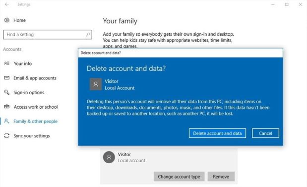 create,delete,switch to guest account